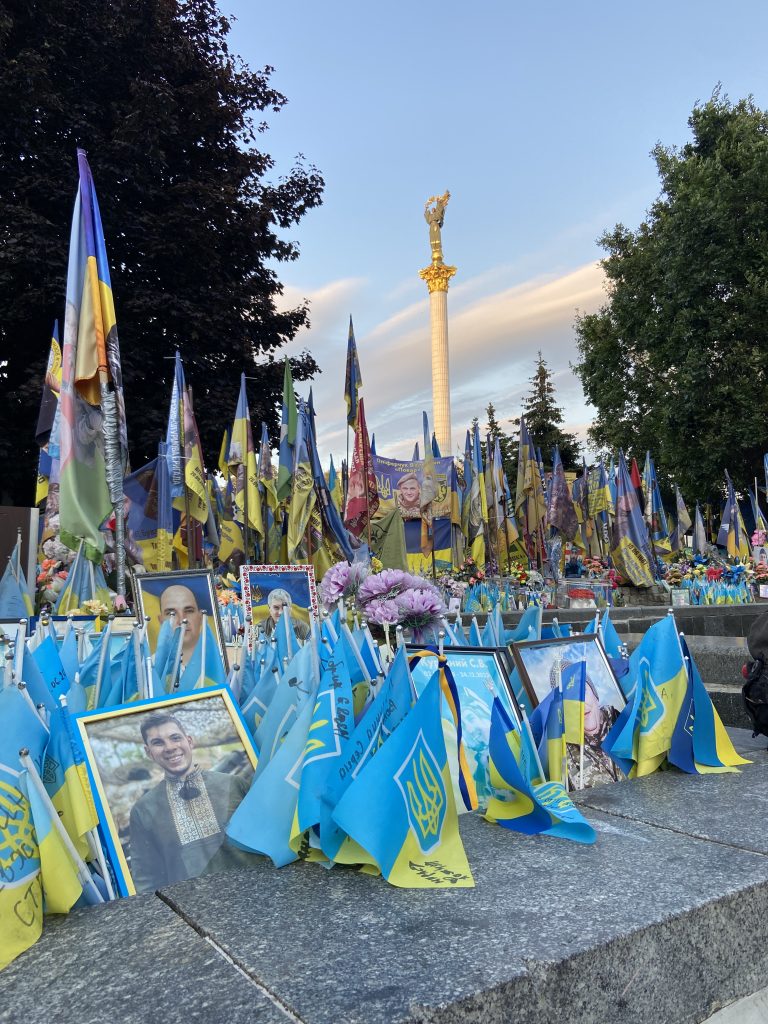 Memorial flags at Independence Square in Kyiv